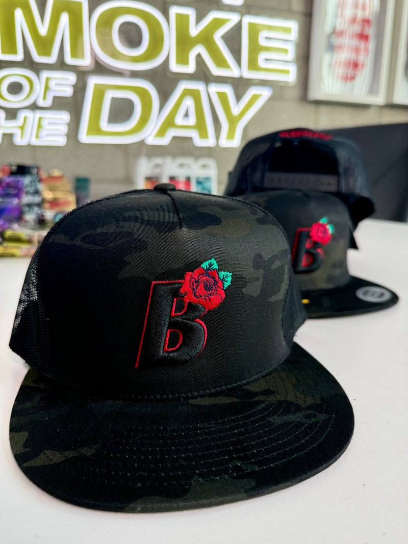 Black Camo Snapback Blackleaf Hat